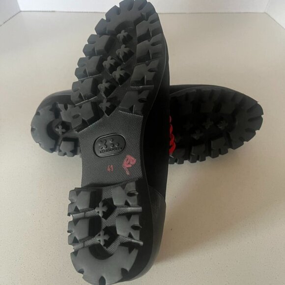 Pas De Rouge Black Suede Loafers W Size 41 With Red Banding & Lug Sole Italy - Picture 5 of 7